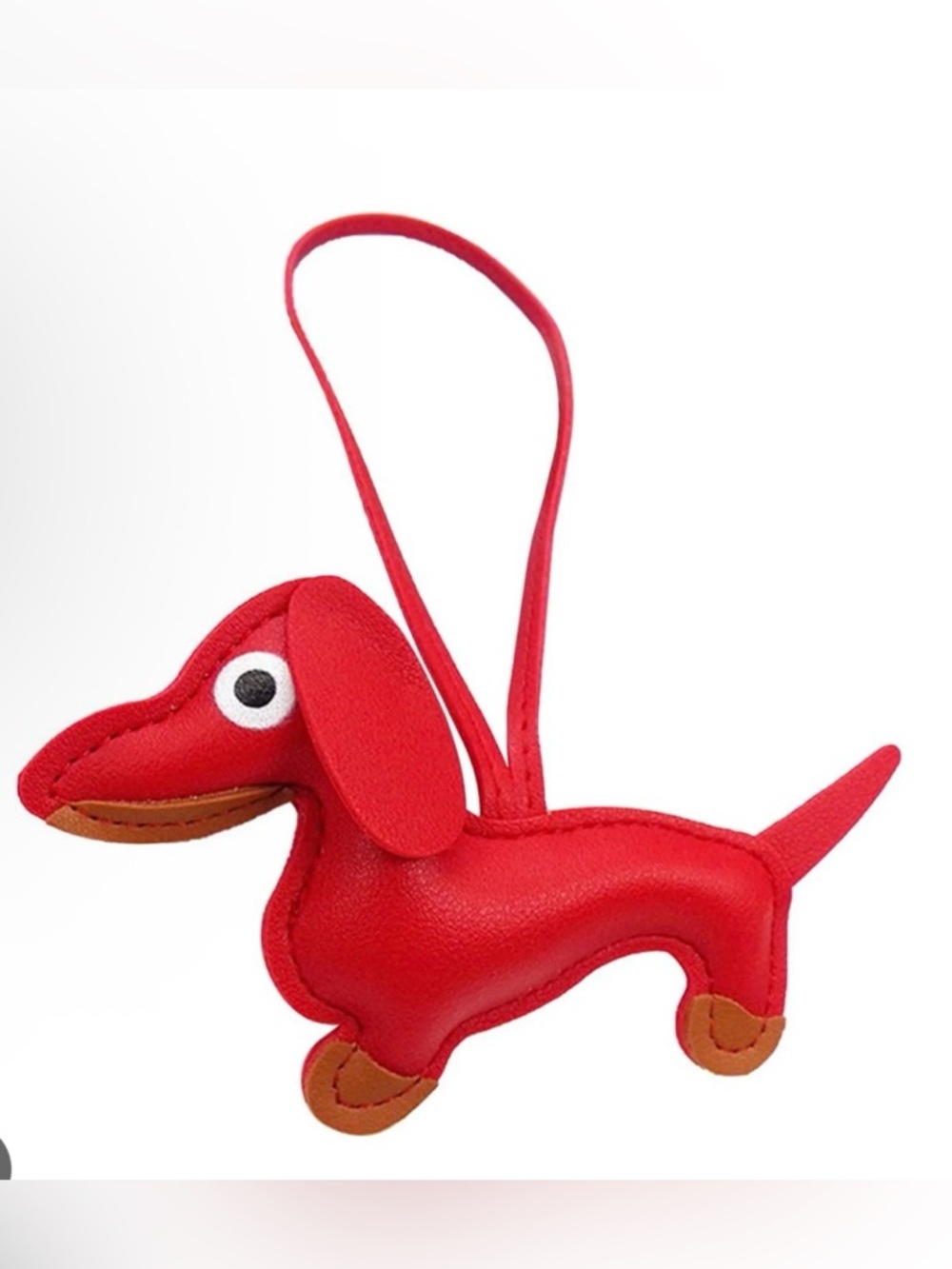 Red Dachshund Leather Bag Charm - Unbranded, New